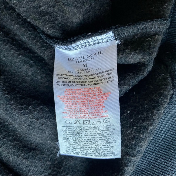 Brave Soul Hooded Pullover Sweatshirt in Black Size M - Picture 4 of 8